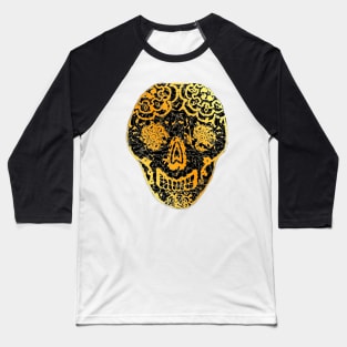 Gold Tiled Sugar Skulls Baseball T-Shirt